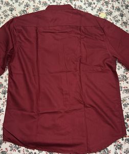 Maroon mandarin collar shirt