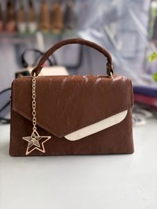 Chic Brown Ruffle Detail Handbag