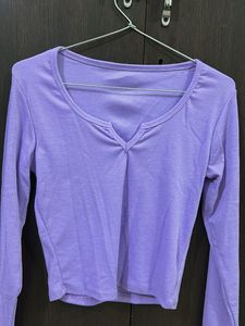 Lavender Long Sleeve Crop Top