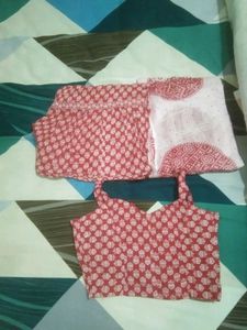 Red Printed braj gopi dress