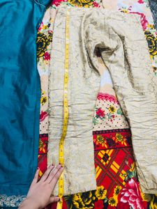 green  Kurta with Cream Pants