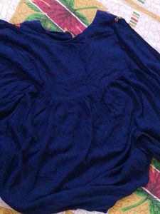 Navy Blue Embroidered Tassel Kurta