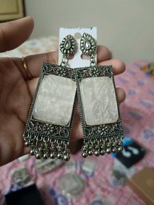 Elegant White Stone Dangle Earrings