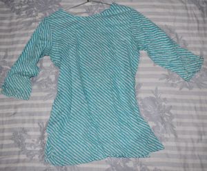 blue striped kurta with a beautiful neckline
