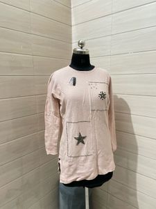 Oversized stone work Stylish Long Sleeve Top