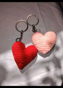 Crocheted Heart Keychains (Set of 2)