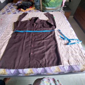 Men's Brown Striped Dress Shirt