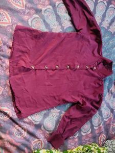 Elegant Wine Colored Button-Up Shirt