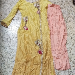 dual colour  gota n zardosi work customized kurta n straight pant