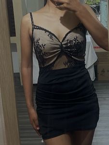 Lace & Ruched Mini Dress
