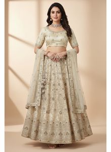 Elegant Cream Embroidered Lehenga