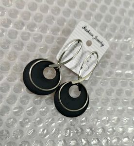 Stylish Black &amp; Silver Hoop Earrings