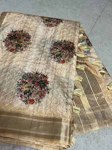Designer Beige Embroidered saree with blouse