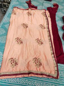 Maroon Kurta Set with Peach Dupatta