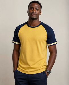 Blue Saint Men's Yellow &amp; Black Raglan Tee