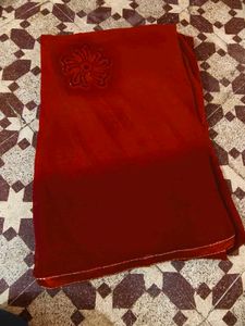 Elegant Red Chiffon Saree