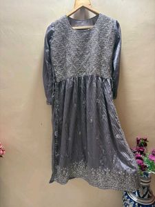 Grey naira cut sequence work dress