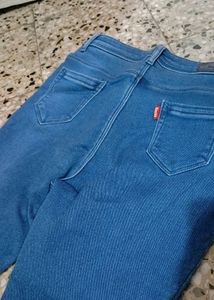 Blue Denim Jeans with Zipper Detail
