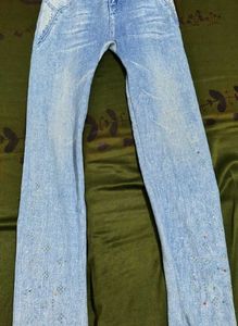 Light Wash Embellished Flare Jeans