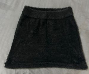 Fluffy Black Mini Skirt