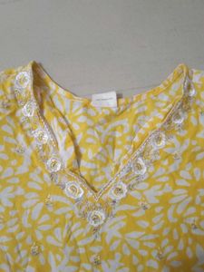 Embroidered Yellow Kurta