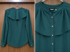 Elegant Teal Cape Yoke Shirt