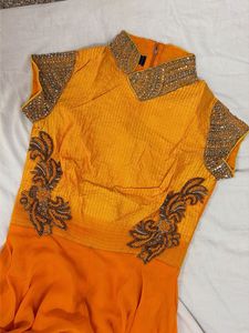 3 Piece Orange Embroidered Ethnic Gown