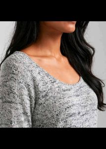 Cozy Grey Marled Long Sleeve Top