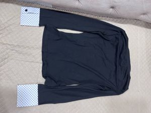 Chic Polka Dot Detail Long Sleeve Top