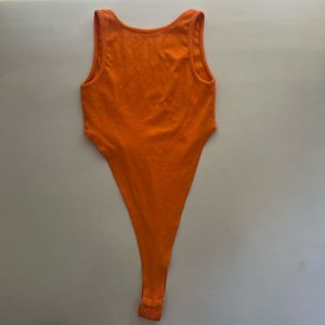 Orange Backless Cutout Bodysuit
