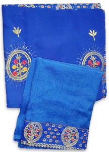 Elegant Royal Blue Embroidered Saree