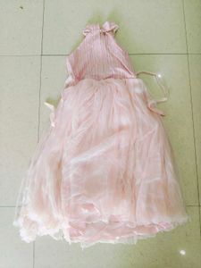 Girls Pink Party Wear Long Frock