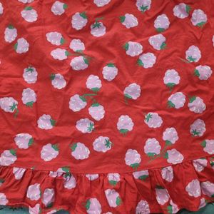 Cute Red Strawberry Print Dress with Heart Bag