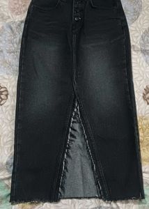 Raw Hem Jean Skirt