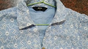 Chic Light Blue Broderie Dress