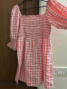 Pink Gingham Mini Dress