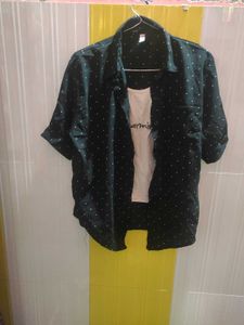 Polka Dot Tie Front Shirt