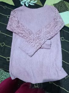 girl's Pink Lace Sleeve Top