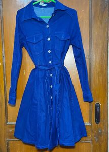 Royal Blue Long Sleeve Belted Dress