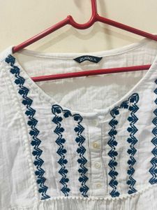 Boho White Embroidered Kurta