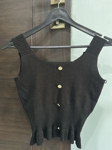 Chic Black Button-Up Knit Top