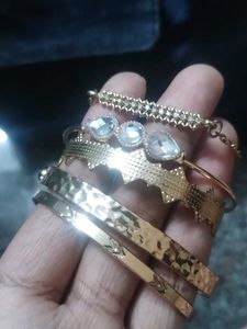 Set of 5 Gold Tone Bracelets