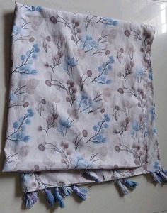 Floral Print Scarf with Tassels