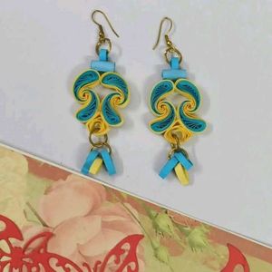 Handcrafted Quilled Blue & Yellow Earrings