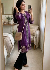 Elegant Purple Embroidered Kurti