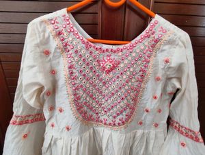 Embroidered Kurta with Mirror Work