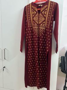 Maroon Kurta with Gold Print