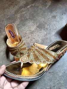 Elegant Gold Embellished Footwear