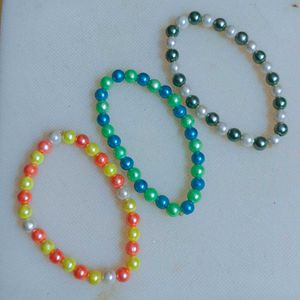 🆕 3 Colorful Pearl Bracelet