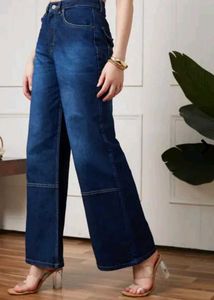 Dark Blue Wide leg Denim Jeans